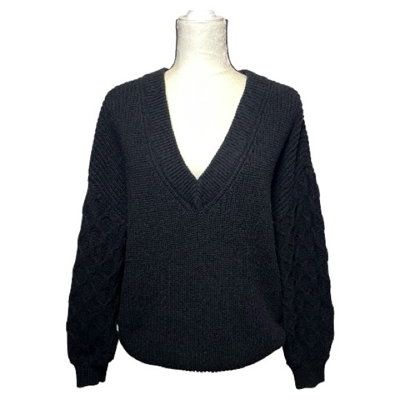INC International Concepts Chunky Oversized Black Knit Sweater Size Medium - Picture 1 of 12